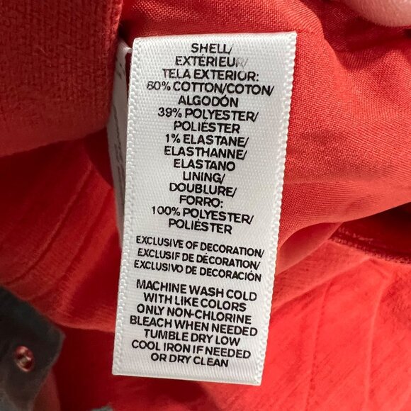 Loft Linen Textured Orange Red Cotton Shirt t With Front Pockets Size 12 - Picture 7 of 7